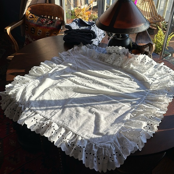 2 Vintage Chic White Eyelet Euro Shams. Anthropologie, Cottagecore , boho vibes - Picture 11 of 13